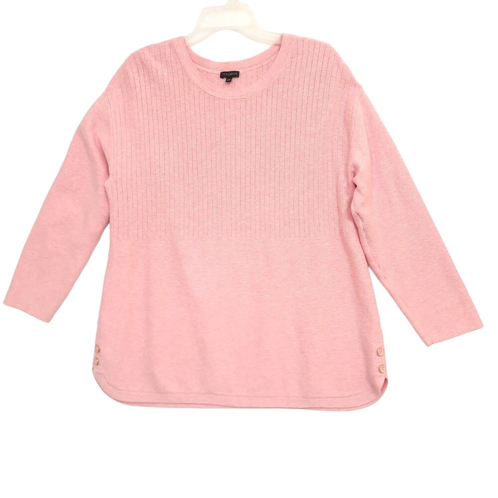 Talbots Tunic Sweater Sz XL Pink Crewneck Long Sleeve Pullover Relaxed Soft Long